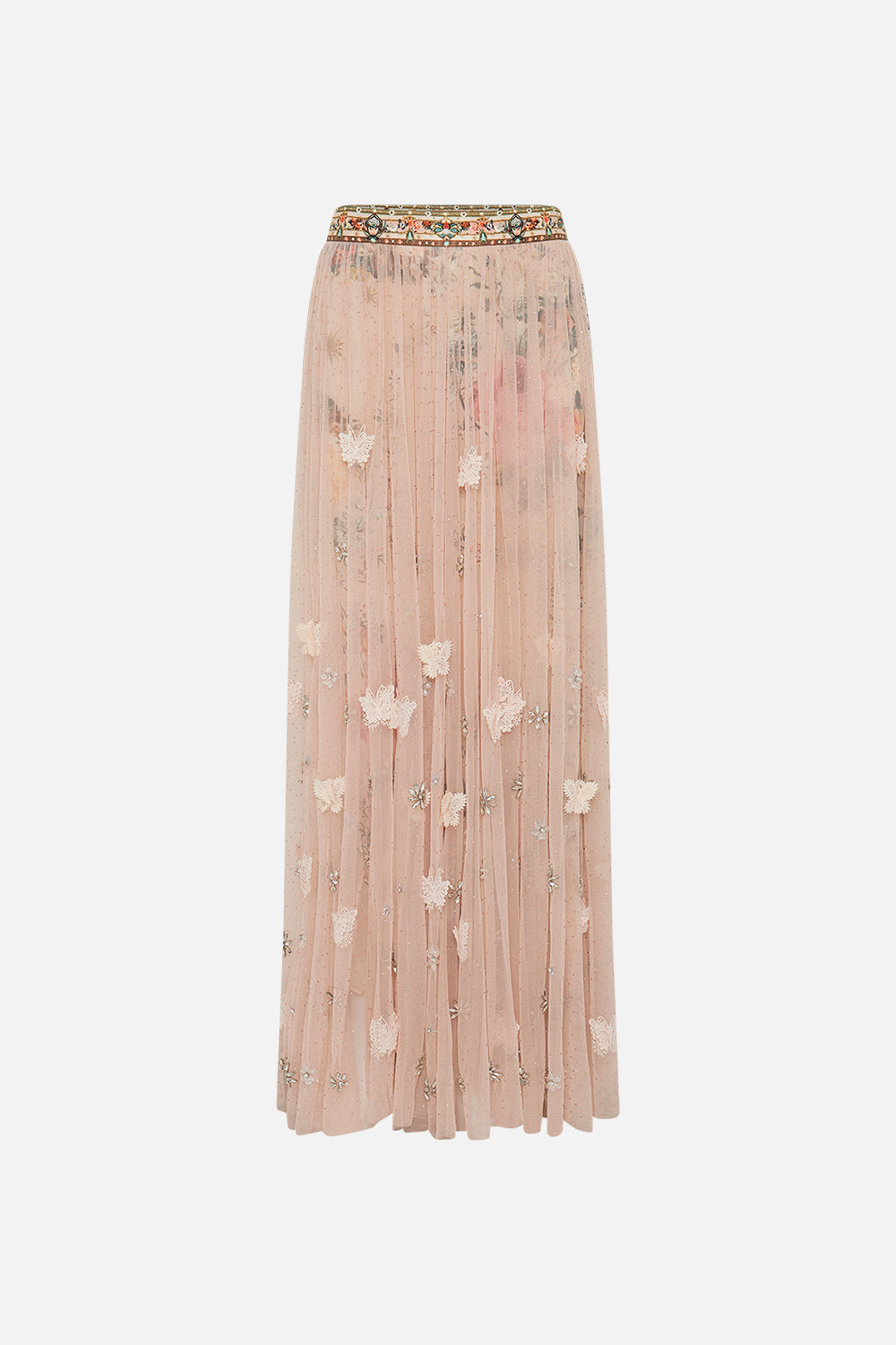 CAMILLA tulle maxi skirt in Rose Garden Revolution print