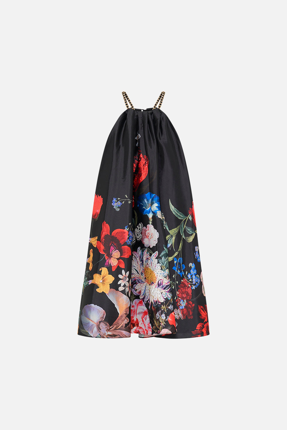 CAMILLA black floral print mini dress in A Still Life print