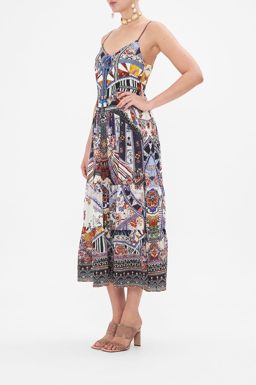 CAMILLA midi dress in My Folk Art Heart print