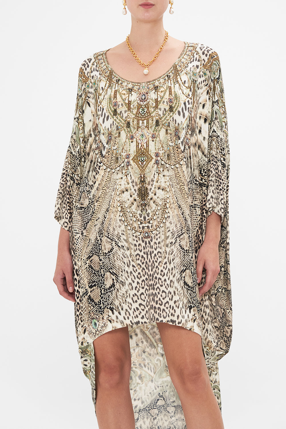 CAMILLA jersey dress in Looking Glass Houses print