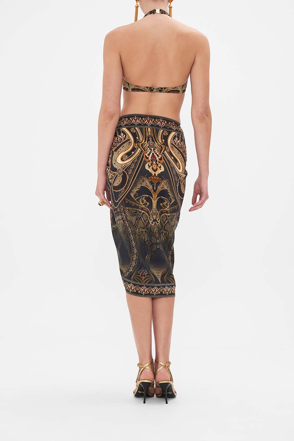 CAMILLA sarong in Nouveau Noir print