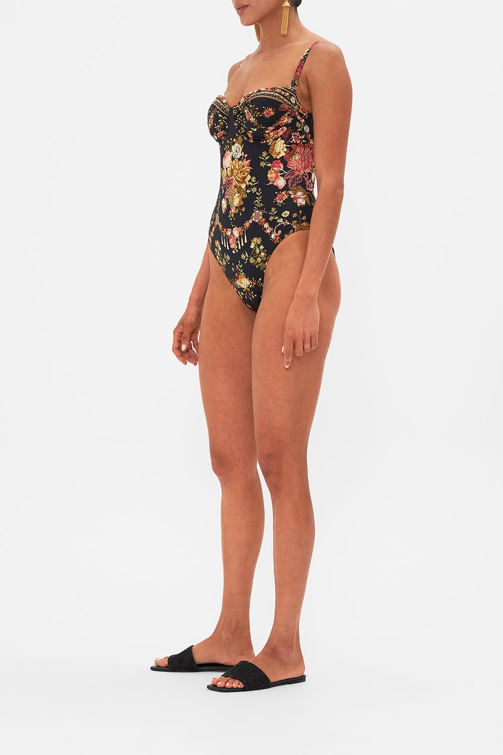 CAMILLA floral ruched cup underwire one piece in Stitched in Time