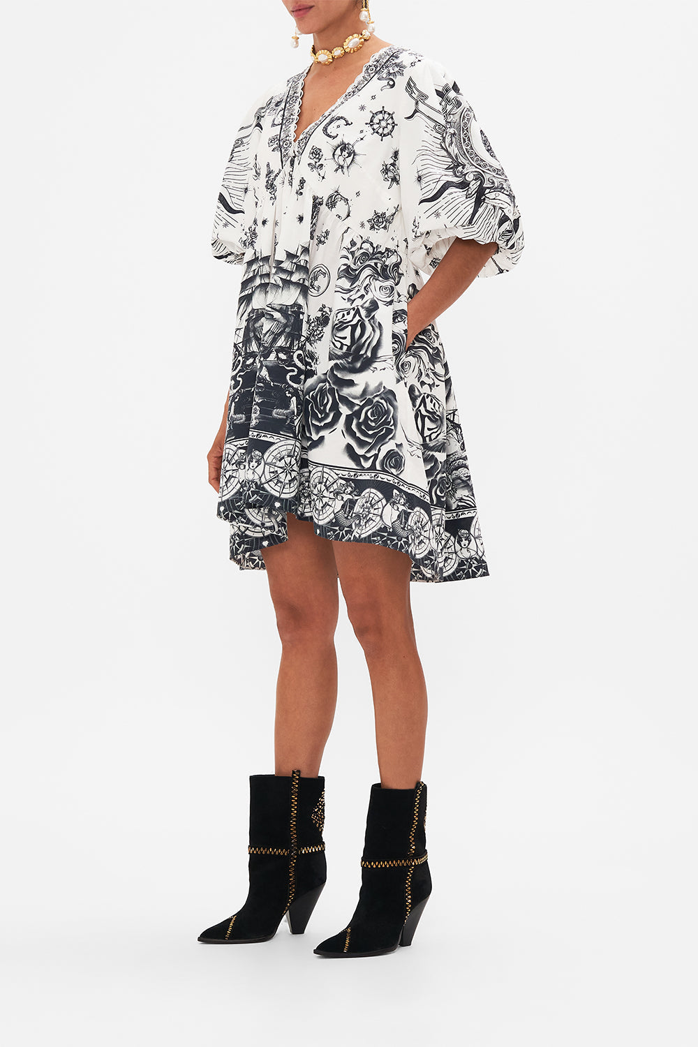 PUFF SLEEVE SHORT DRESS TALES OF TATTOO