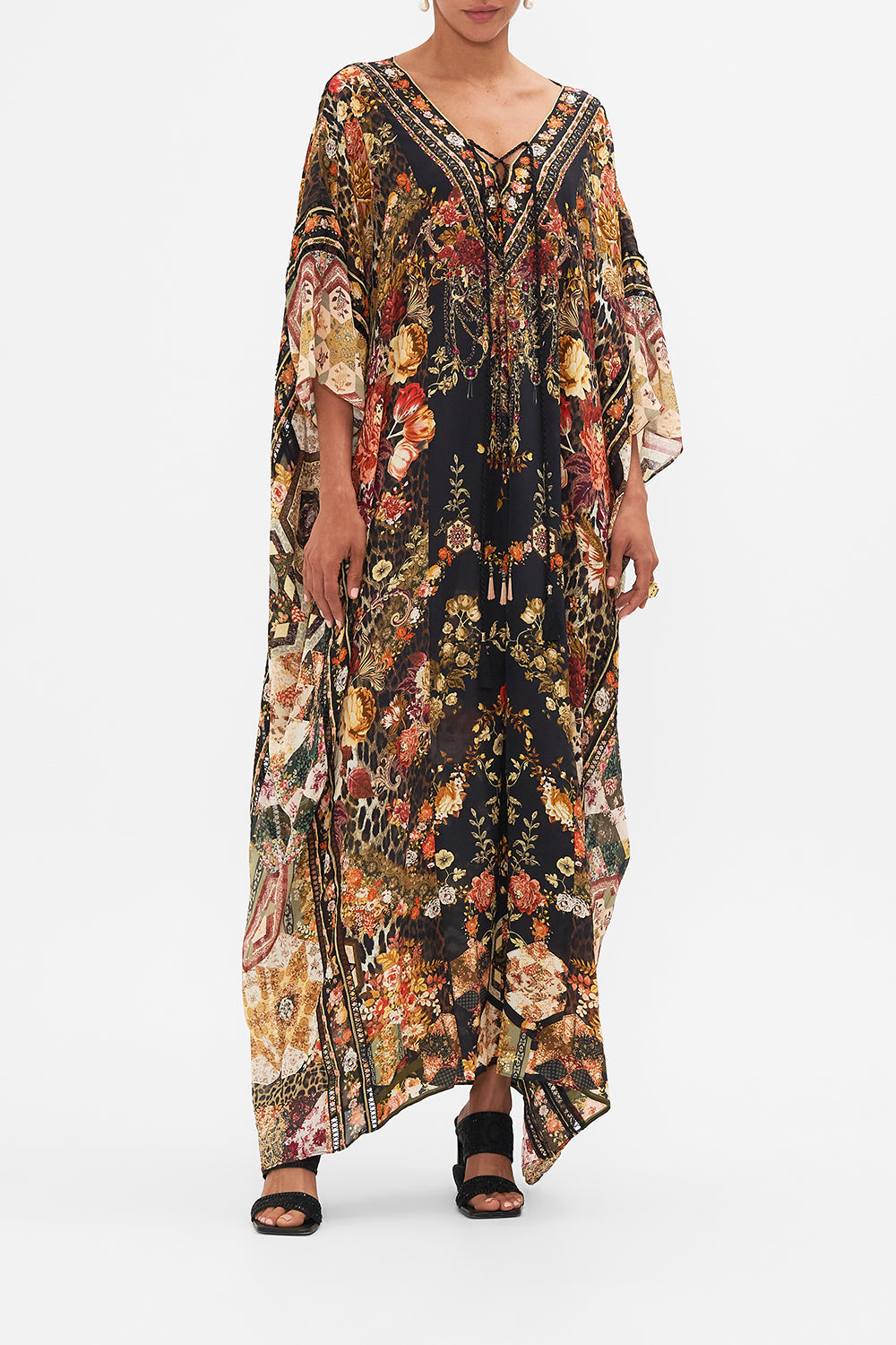 CAMILLA floral Spliced Kaftan in Stitched in Time
