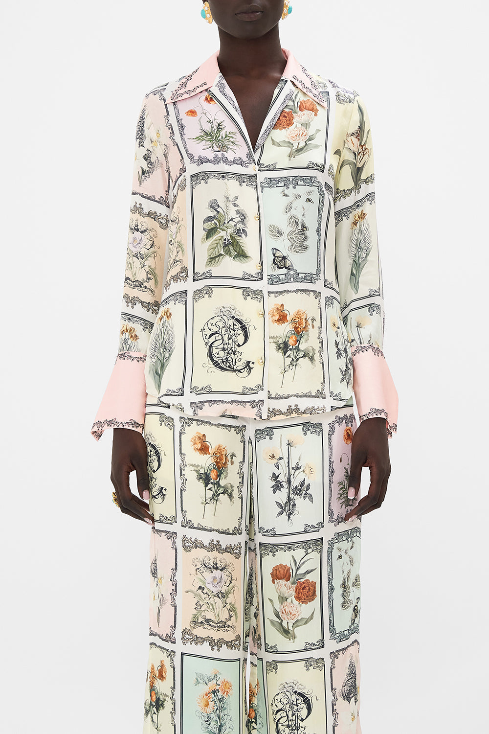 CAMILLA floral ruched cup underwire one piece in Stitched in Time print.