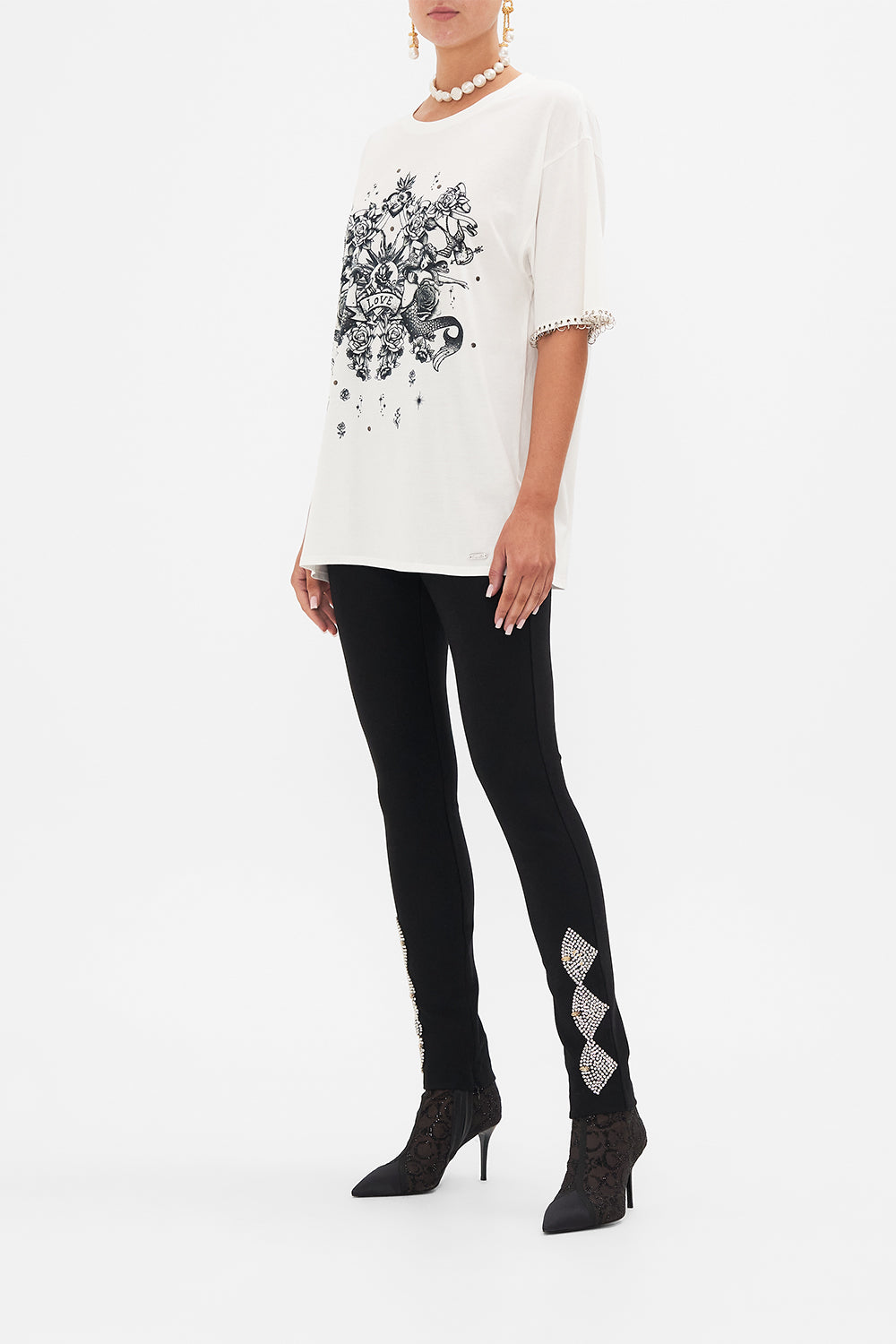 OVERSIZED BAND TEE WITH HARDWARE DETAIL TALES OF TATTOO