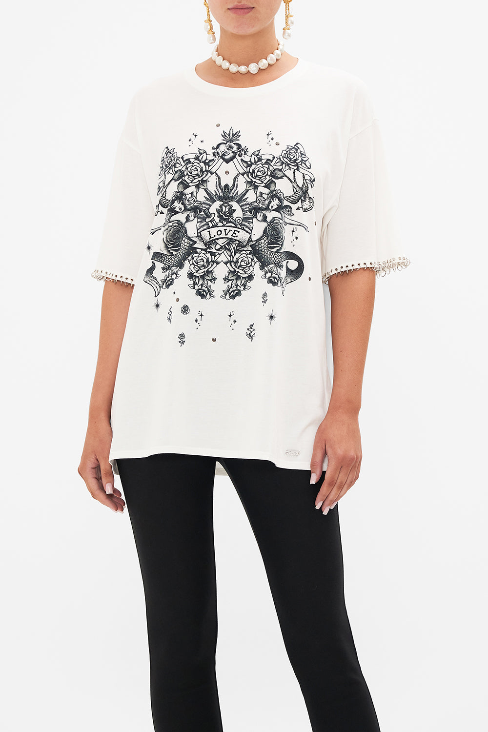 OVERSIZED BAND TEE WITH HARDWARE DETAIL TALES OF TATTOO