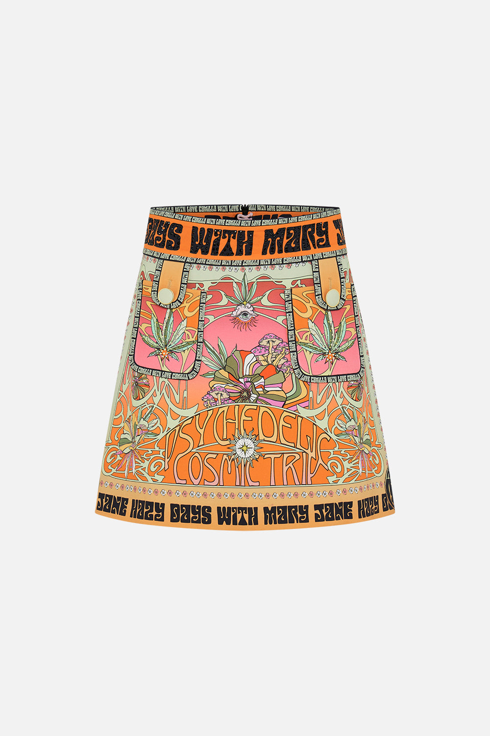 CAMILLA mini skirt in Lets Chase Rainbows print