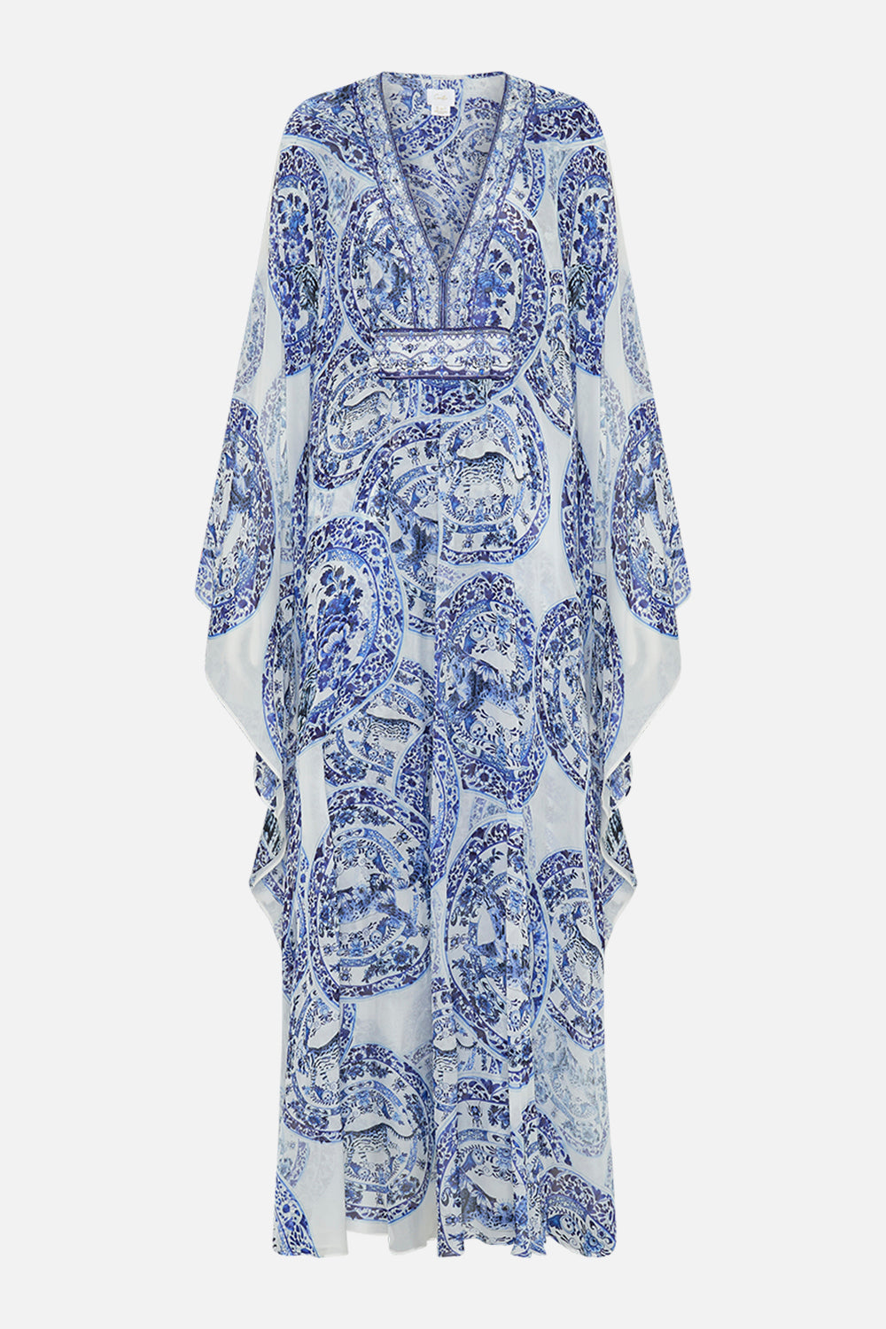 CAMILLA silk kaftan in Glaze and Graze print