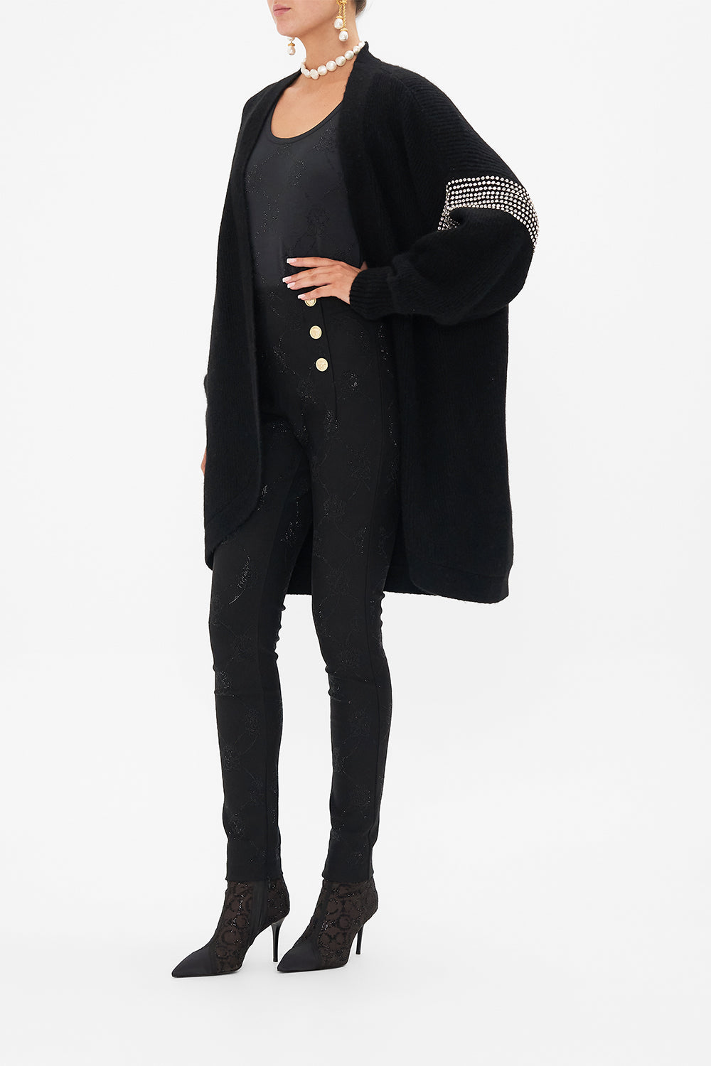 CAMILLA multicolor cocoon knit layer in Magic In The Manuscripts print.