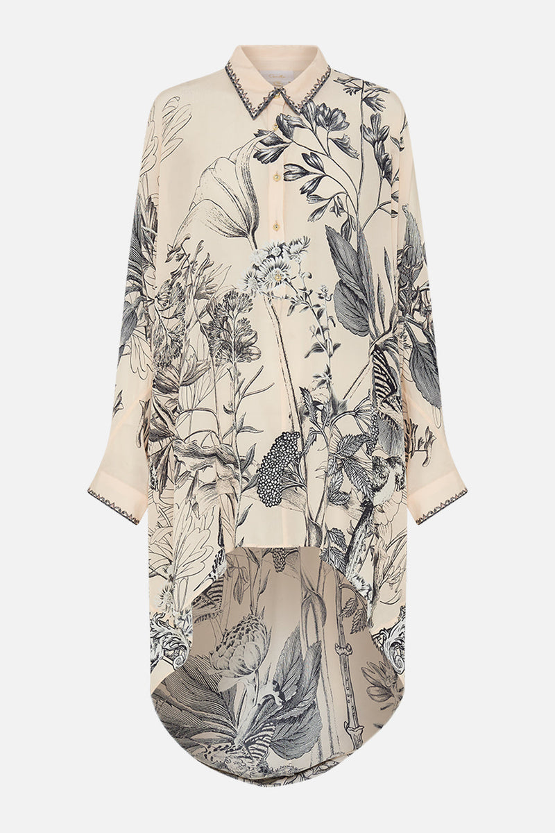 HIGH NECK BUTTON THROUGH BLOUSE ETCHED INTO ETERNITY