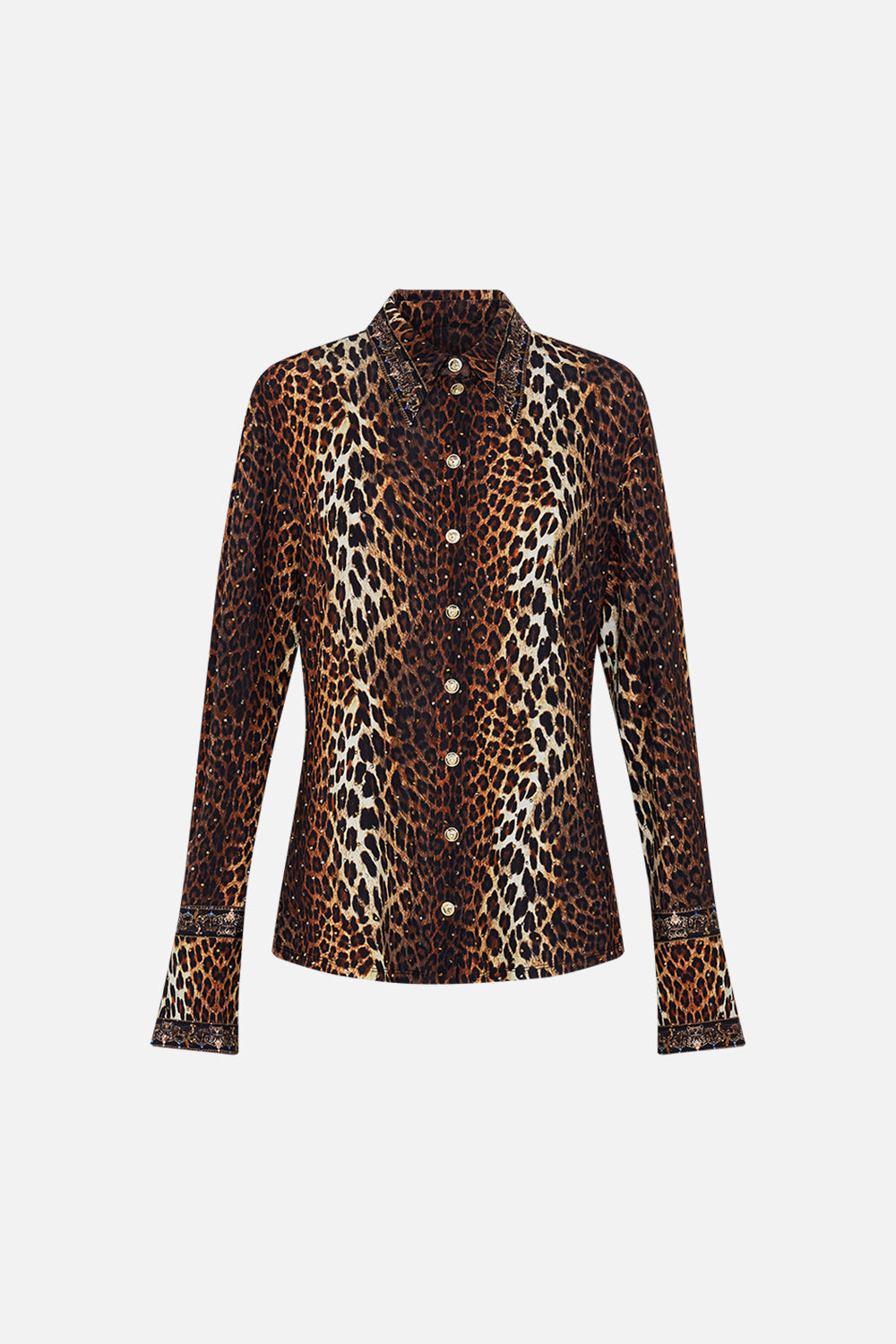 CAMILLA Leopard Fitted Jersey Shirt in Amsterglam