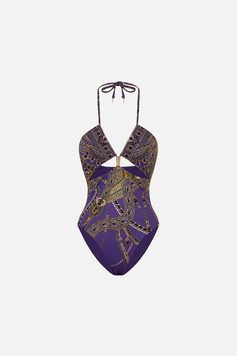 CUT OUT HALTER ONE PIECE WITH TRIM LUXORLAND LADY
