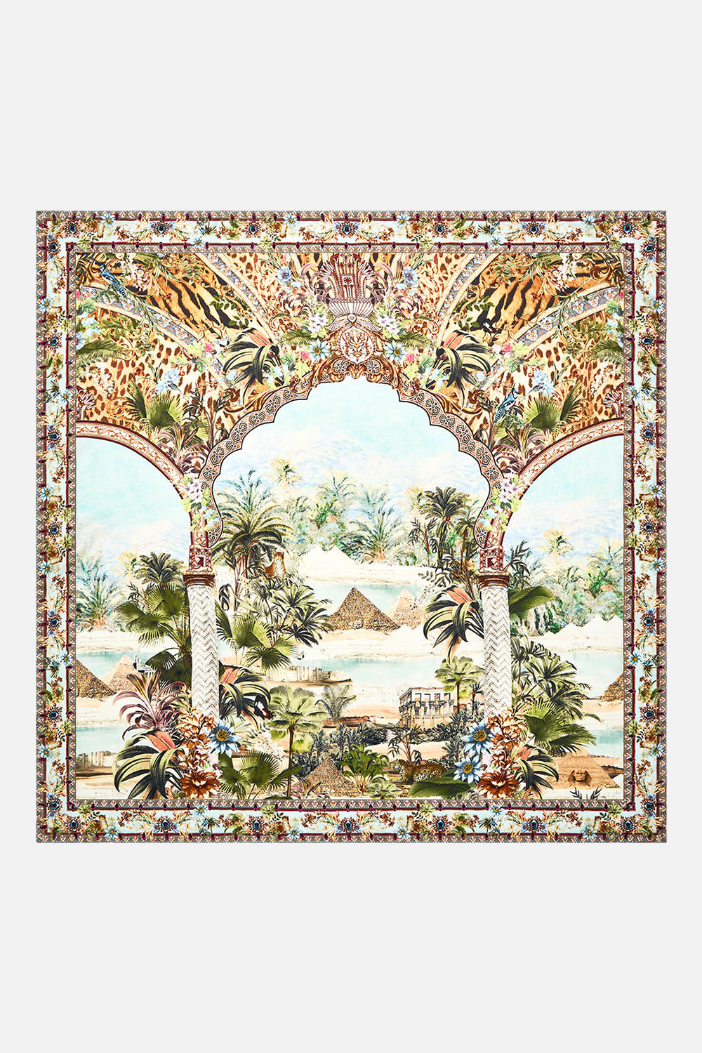 CAMILLA Large Square Scarf in Views of the Valley Print