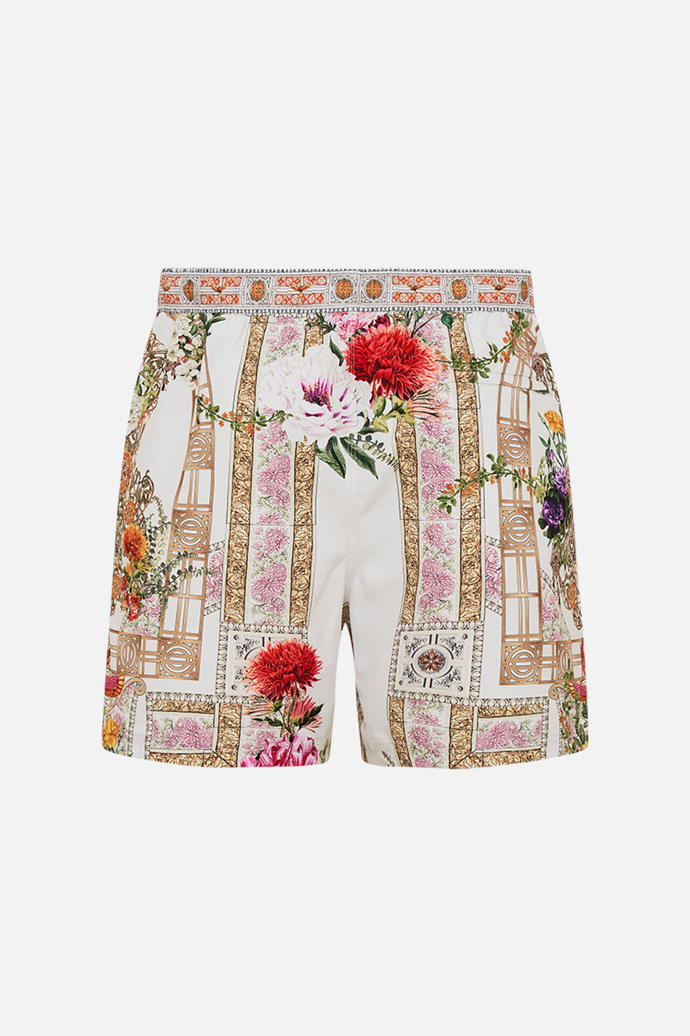 CAMILLA Mid length boardshort in Egyptian rose print.