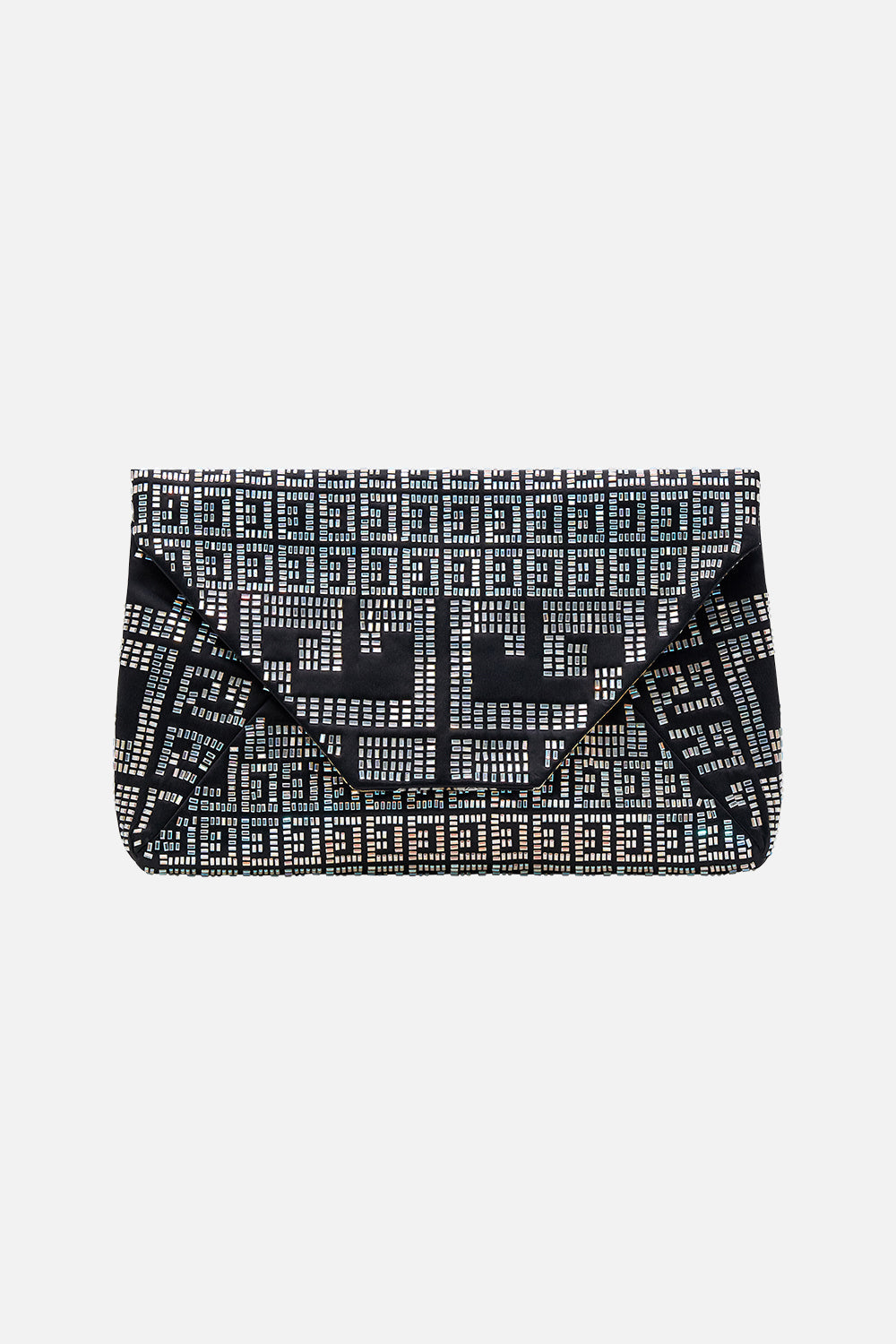 CAMILLA Oversized Envelope Clutch in Solid Black print