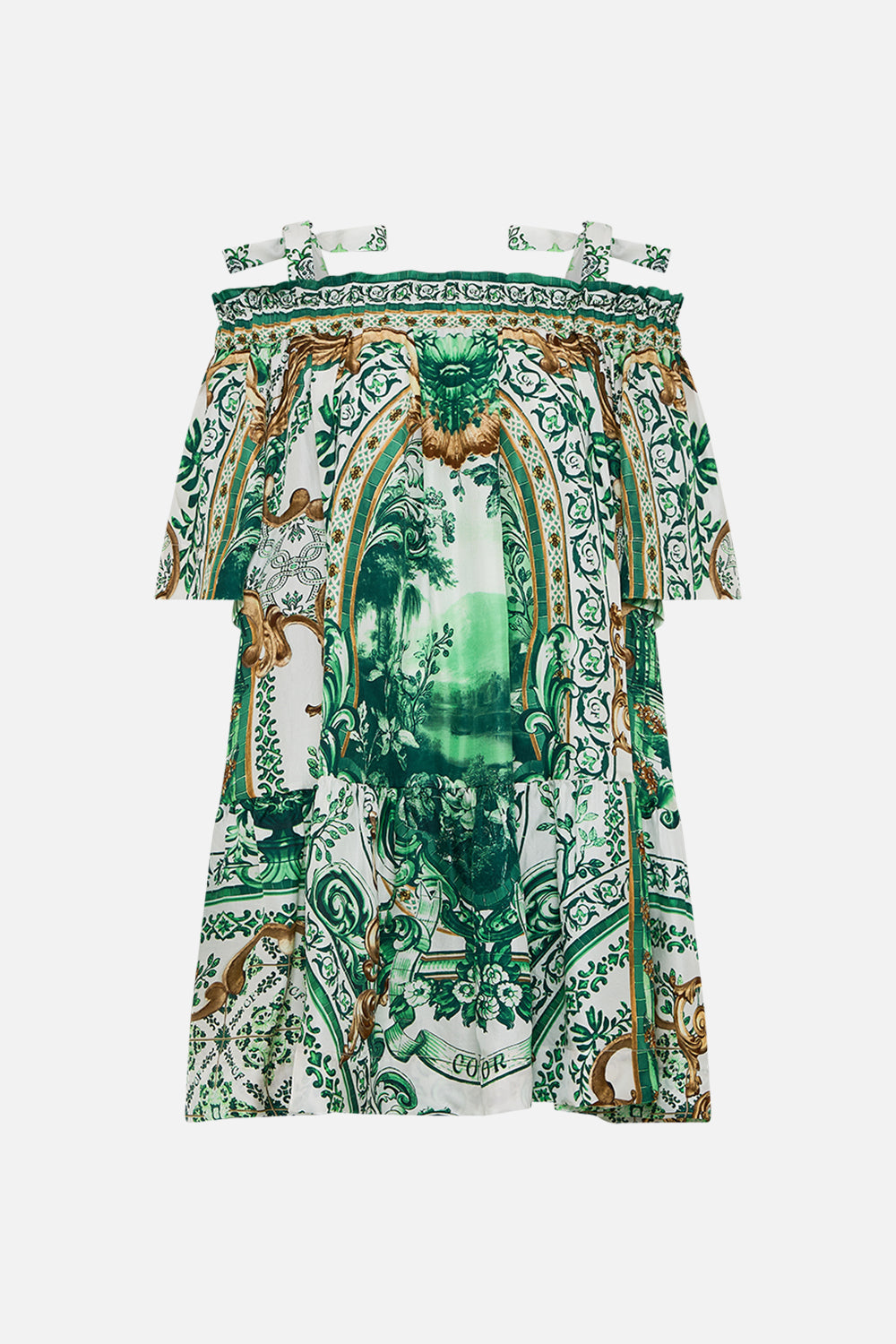 OFF SHOULDER FRILL DRESS WITH STRAPS CORRIDOR OF CALM