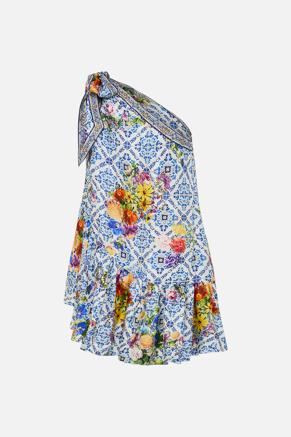 TIE ONE SHOULDER SHORT DRESS WALL TO WALL WONDERS