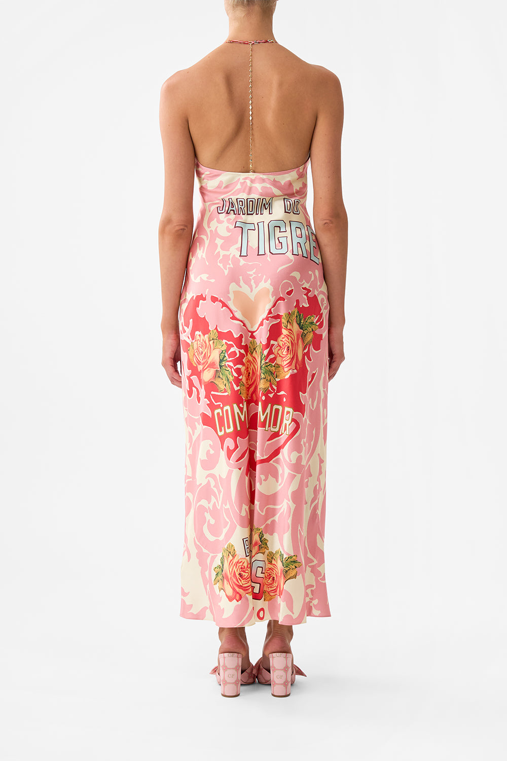 The CAMILLA Chain Detail Slip Dress in our Pink Porto print.