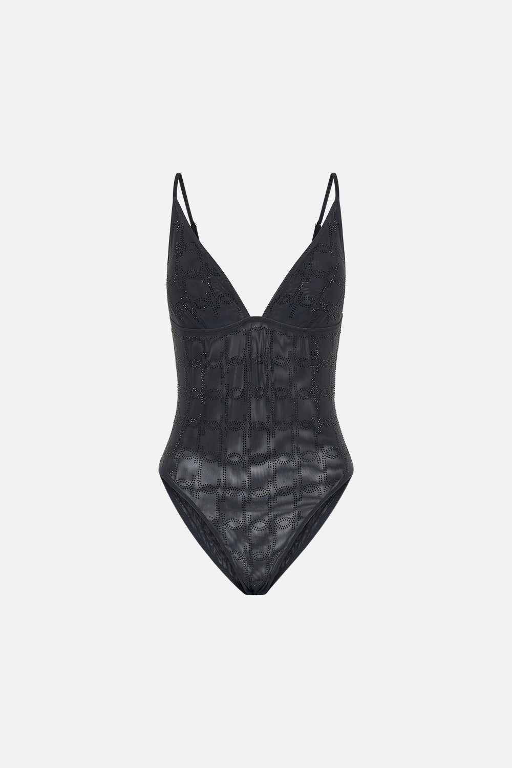 CAMILLA mesh bodysuit in black