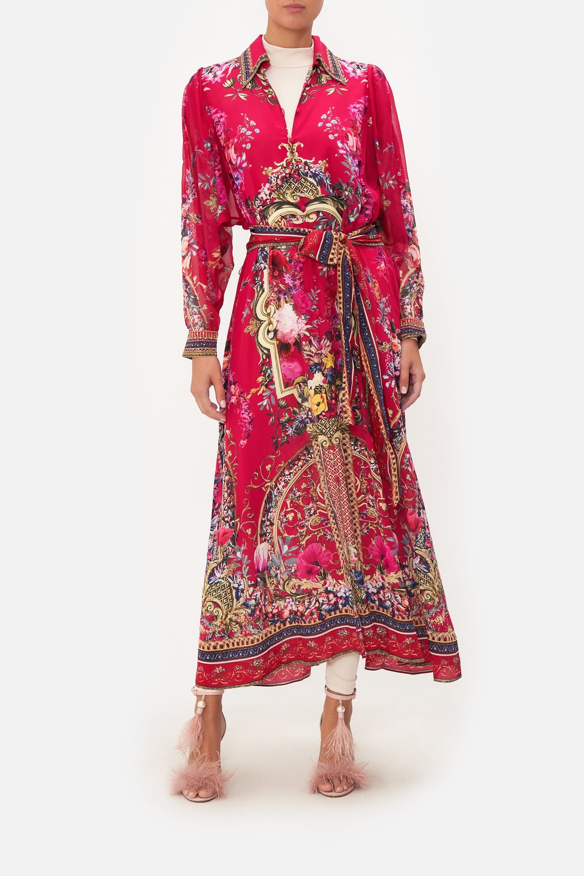 CURVED COLLAR SHIRT DRESS BOHEME BLOOMS