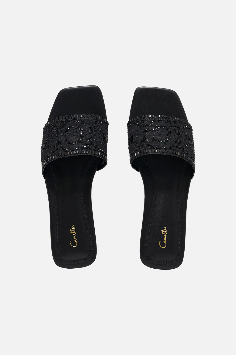 Alora Flat Mule Solid Black print by CAMILLA