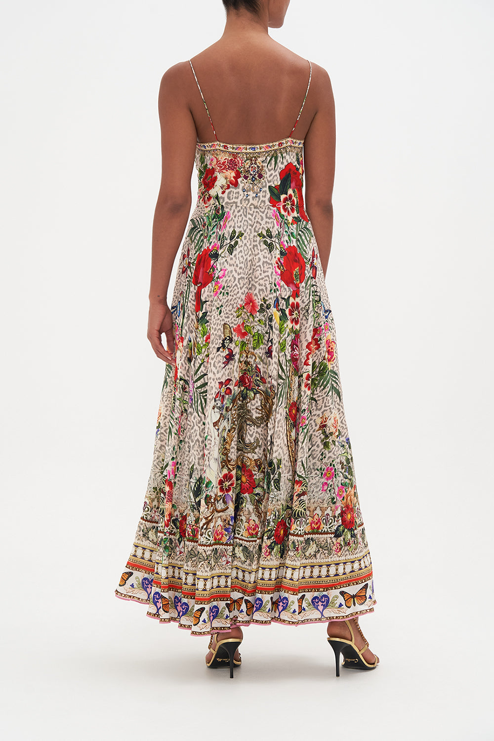 LONG DRESS WITH TIE FRONT LEOS BOUQUET