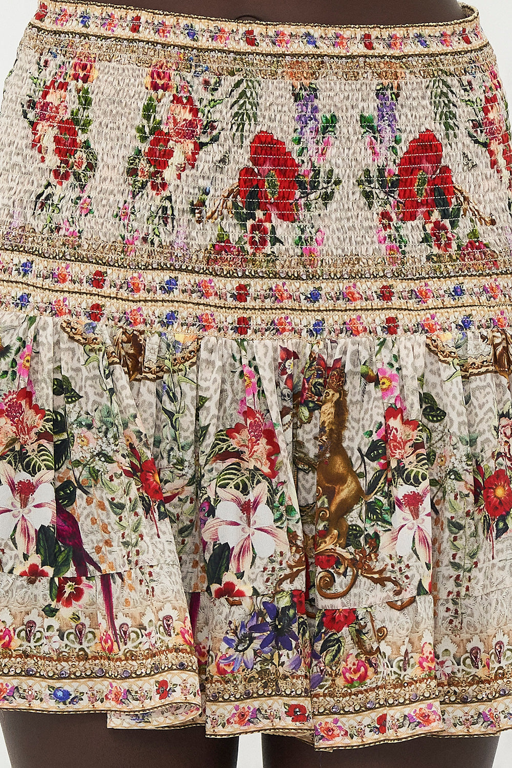 SHORT SHIRRED SKIRT LEOS BOUQUET