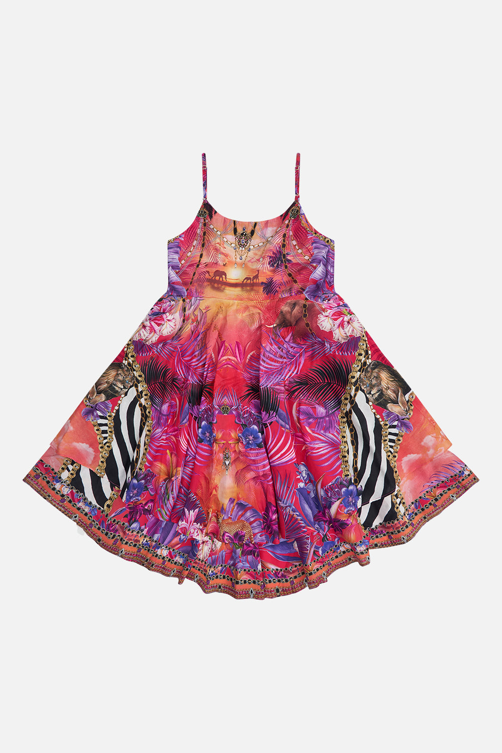 KIDS' ROUND NECK TIERED DRESS 12-14 WILD LOVING