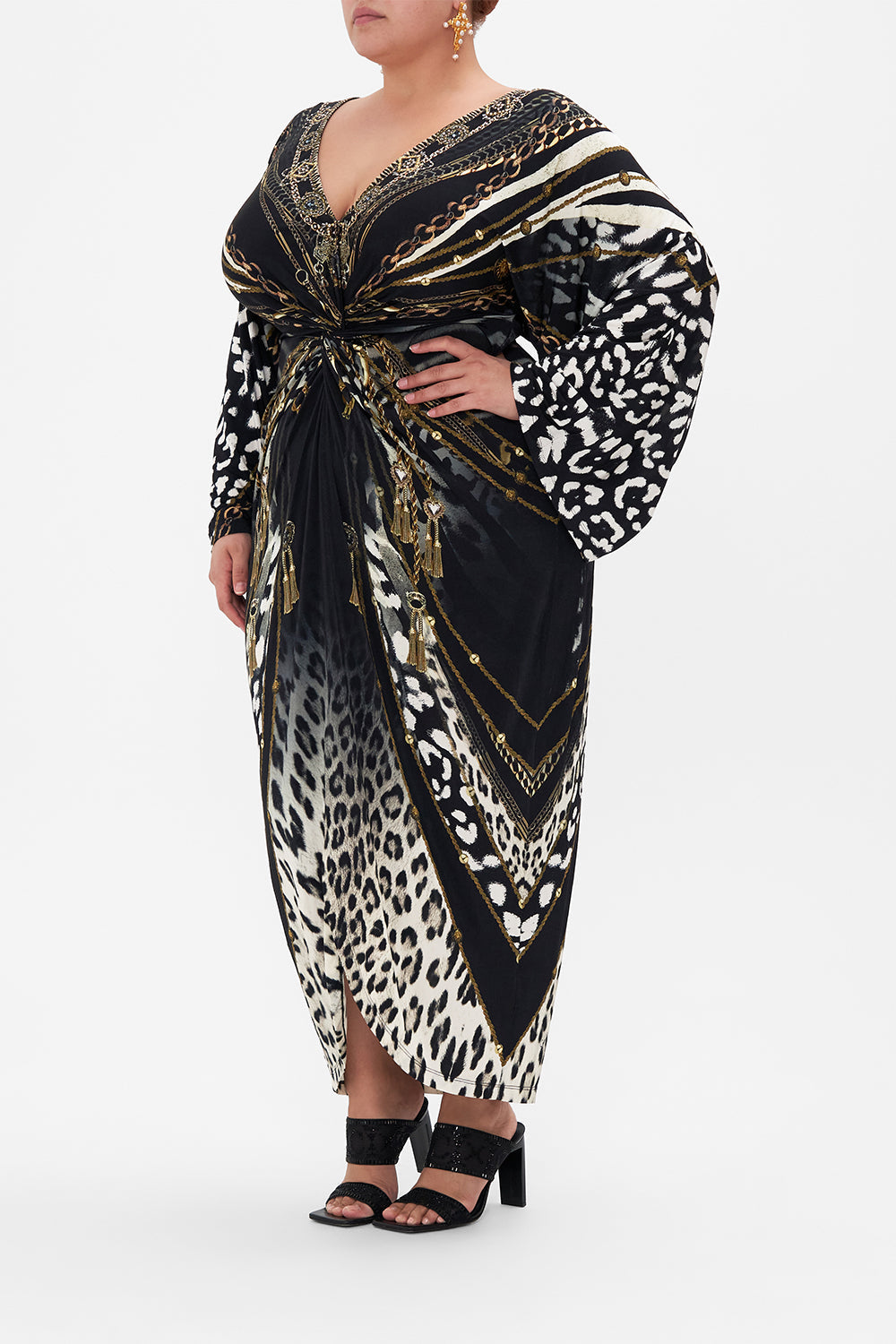 LONG SPLIT FRONT TWIST DRESS UNTAMED ROYALTY