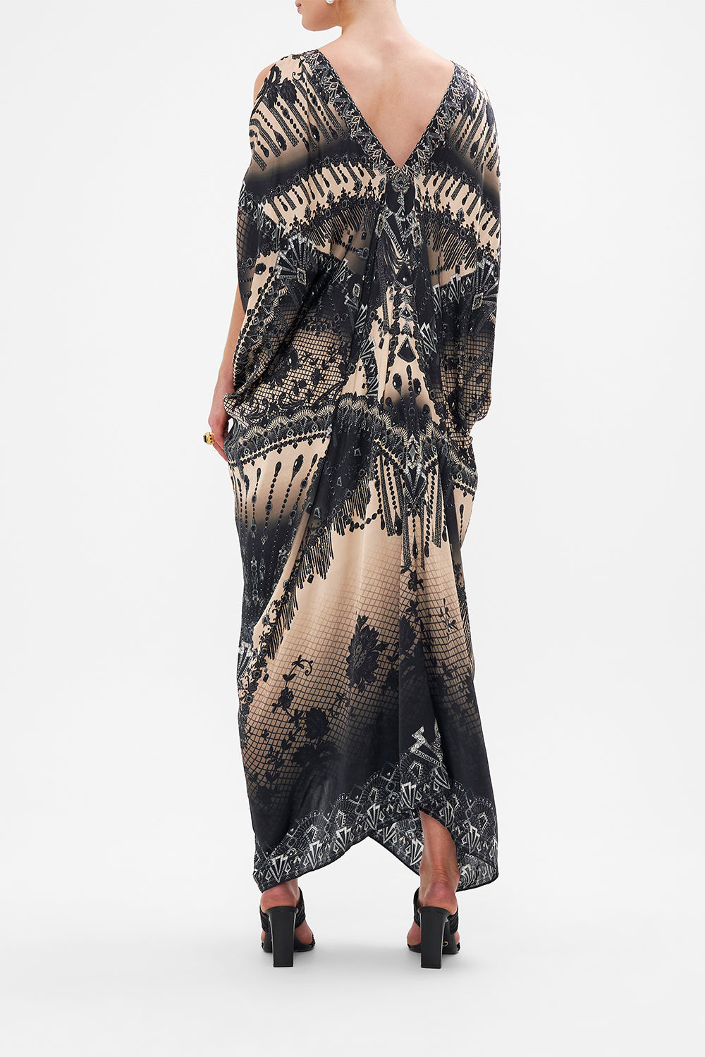 LONG DRAPE DRESS WITH ZIP FRONT CURTAIN CALL CHAOS