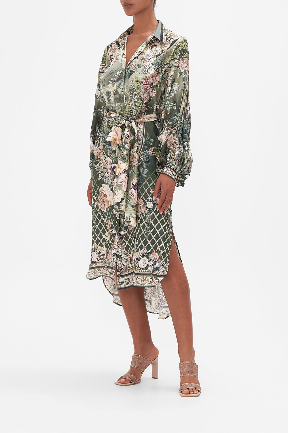 HIGH LOW MIDI SHIRT DRESS GARDEN OF GOOD FORTUNE