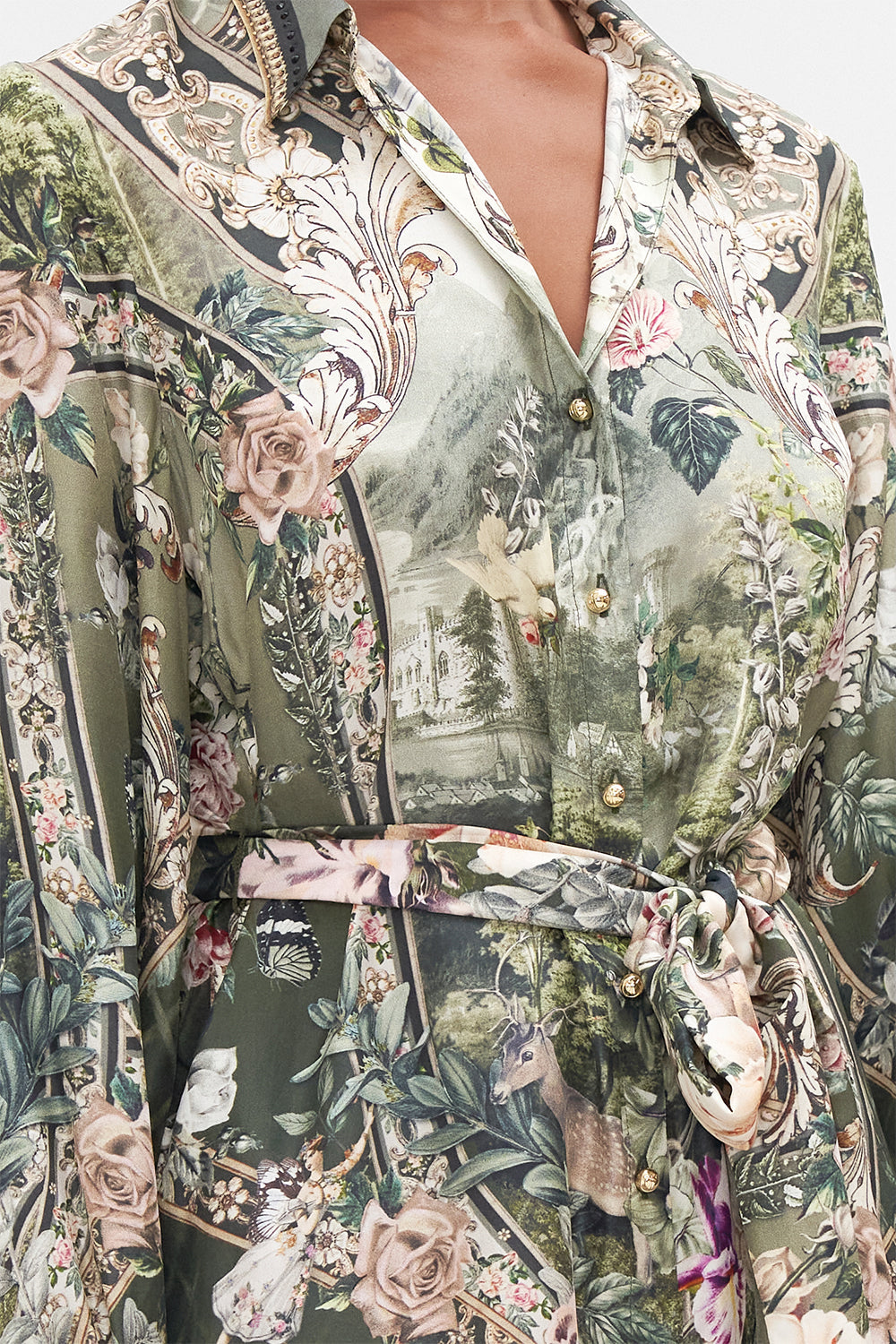 HIGH LOW MIDI SHIRT DRESS GARDEN OF GOOD FORTUNE