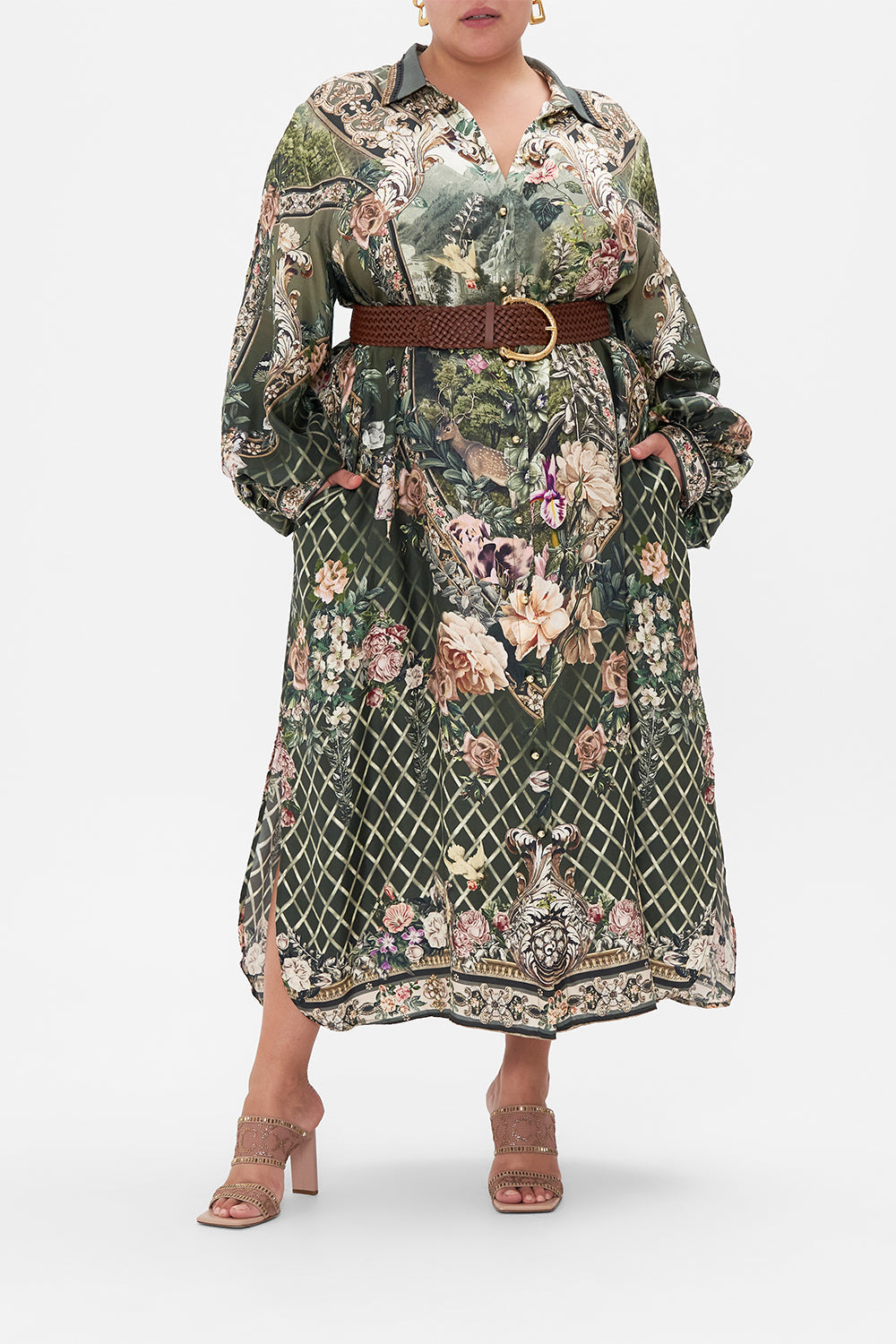 HIGH LOW MIDI SHIRT DRESS GARDEN OF GOOD FORTUNE