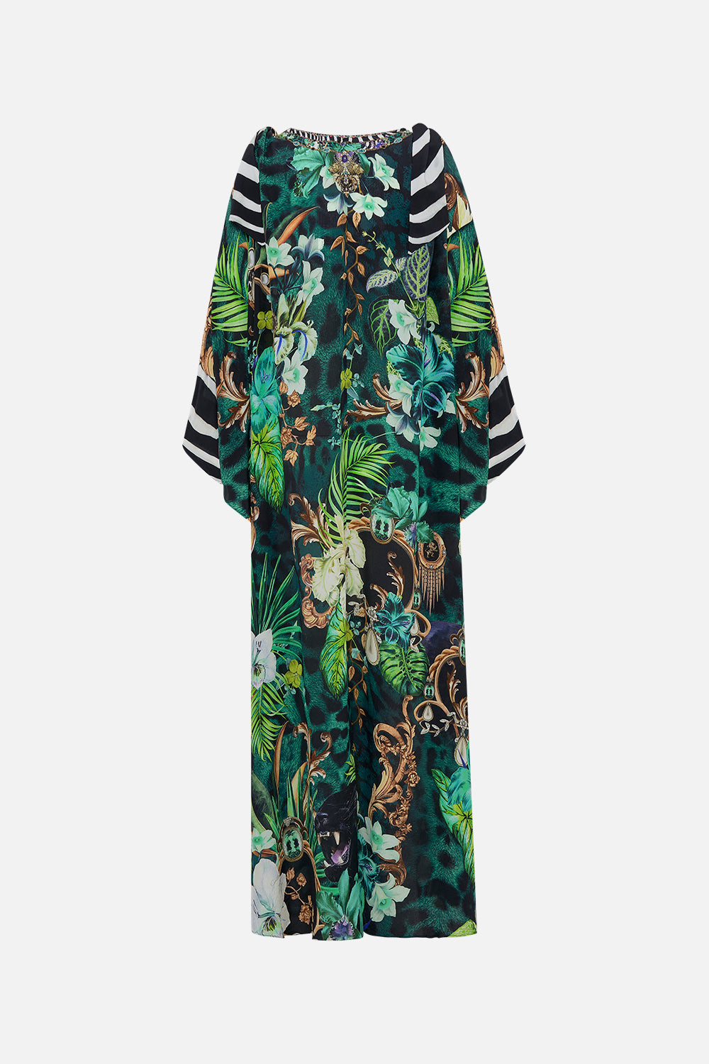 Back product view of CAMILLA silk kaftan in Sing My Song print