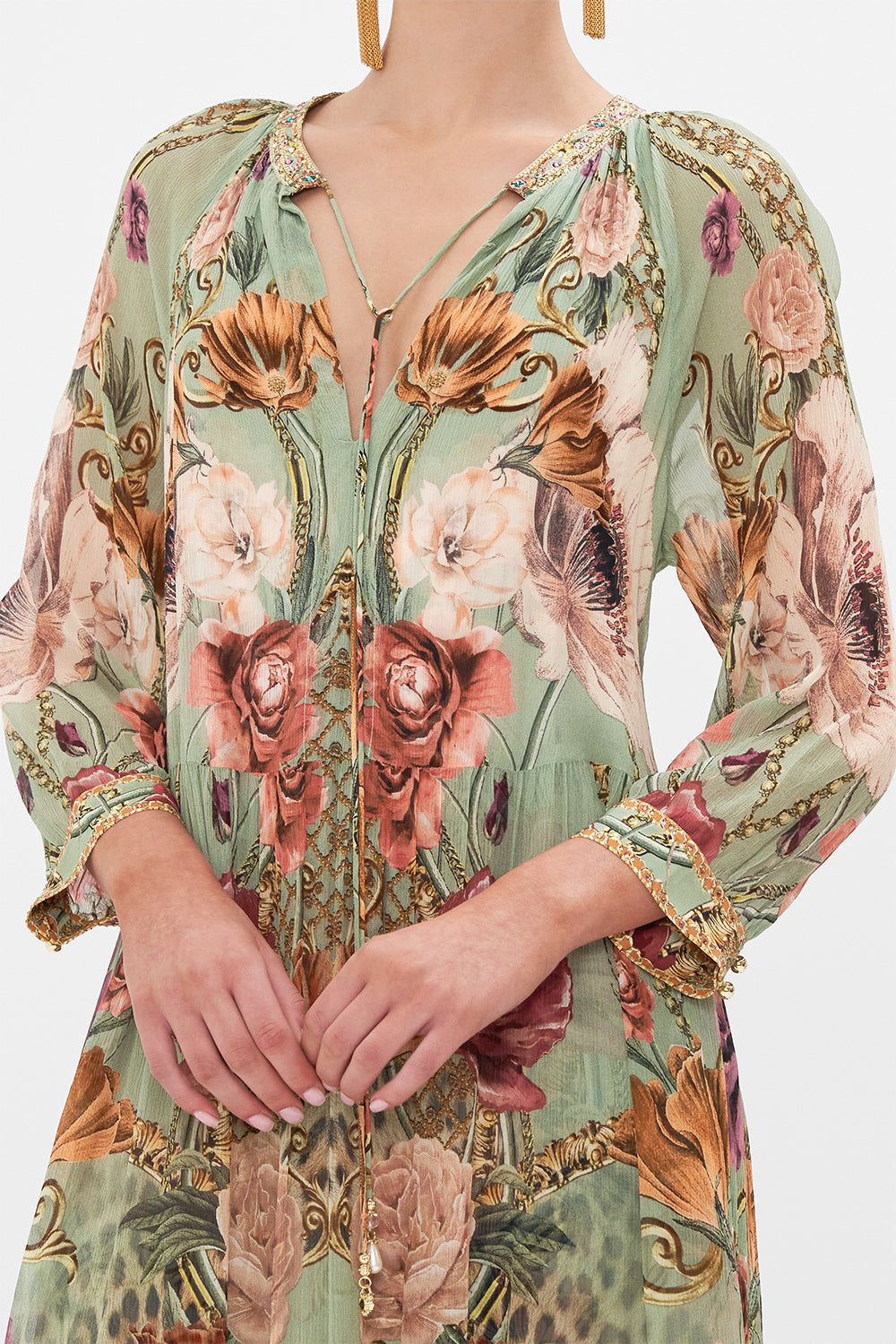 LONG GATHERED PANEL DRESS GROW AND GLOW