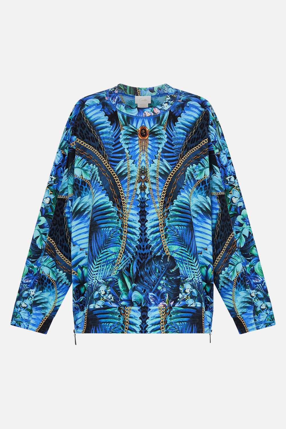 SIDE ZIP CONTRAST STRIPE OVERSIZED SWEATER SONG OF THE JUNGLE