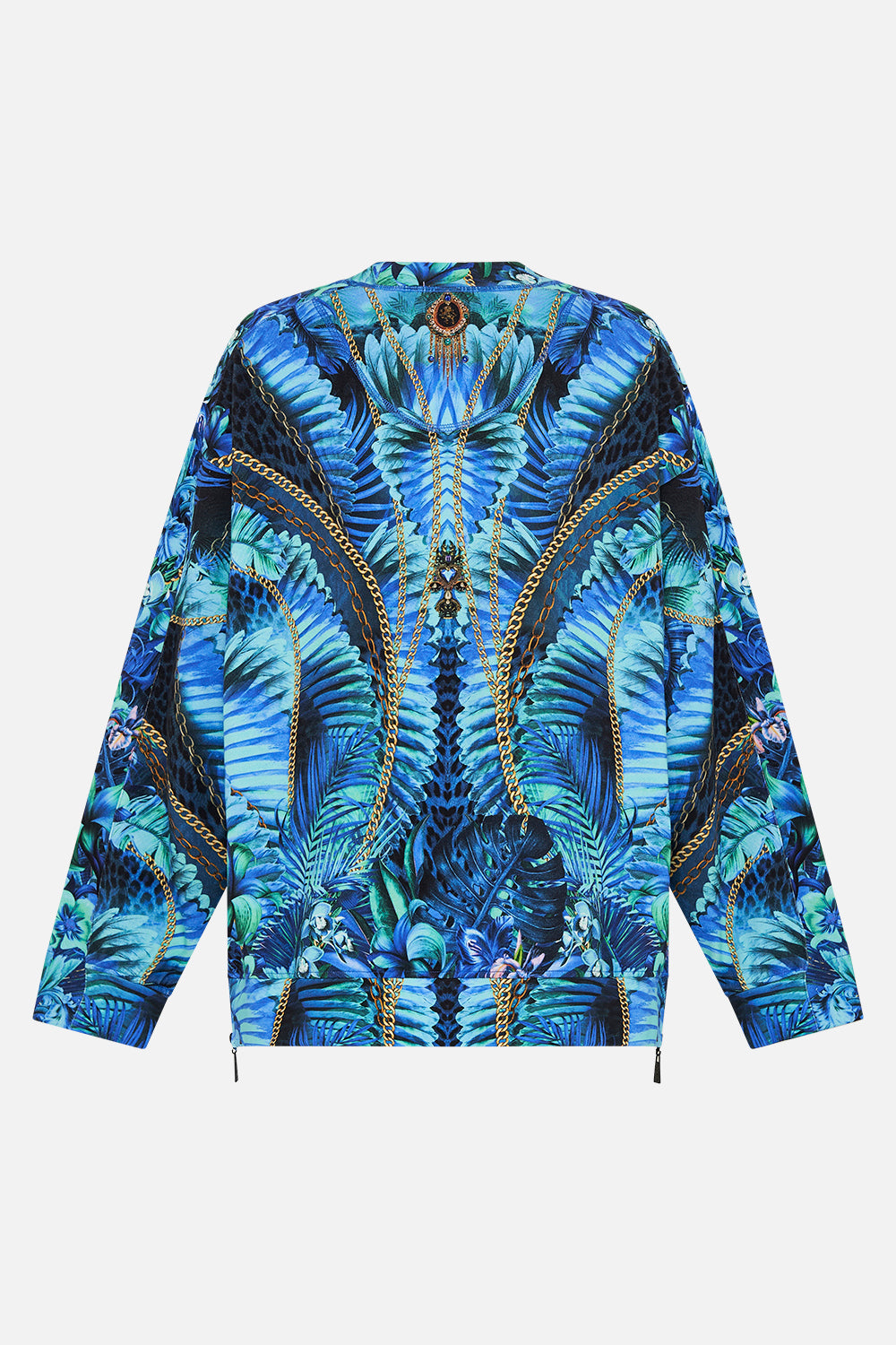 SIDE ZIP CONTRAST STRIPE OVERSIZED SWEATER SONG OF THE JUNGLE