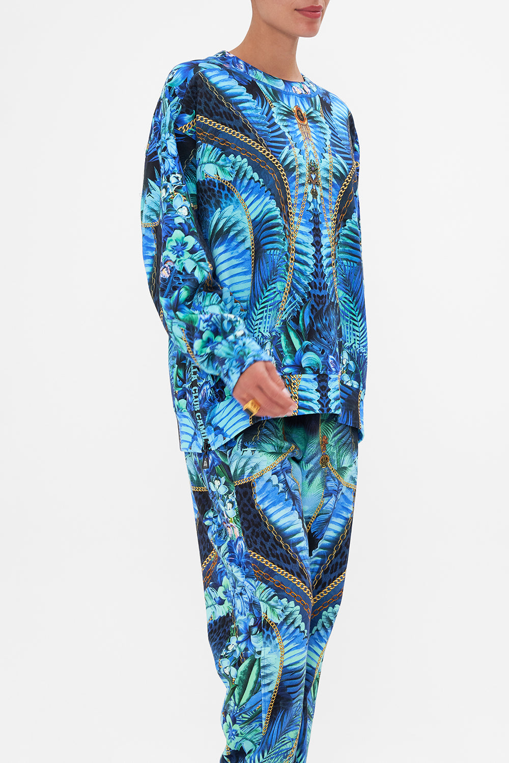 SIDE ZIP CONTRAST STRIPE OVERSIZED SWEATER SONG OF THE JUNGLE