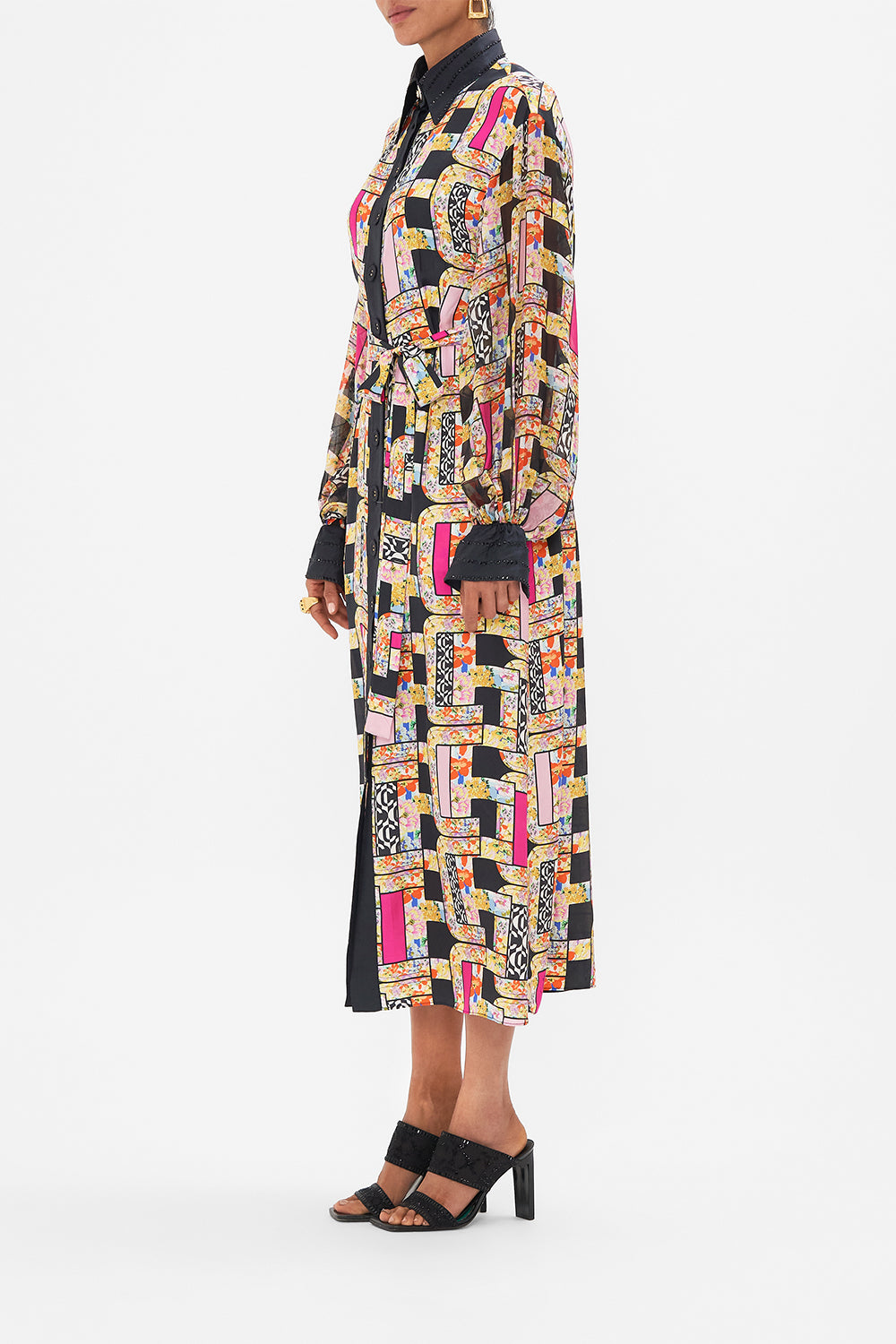 BUTTON DOWN BLOUSON SLEEVE DRESS SIGNORA MILANO