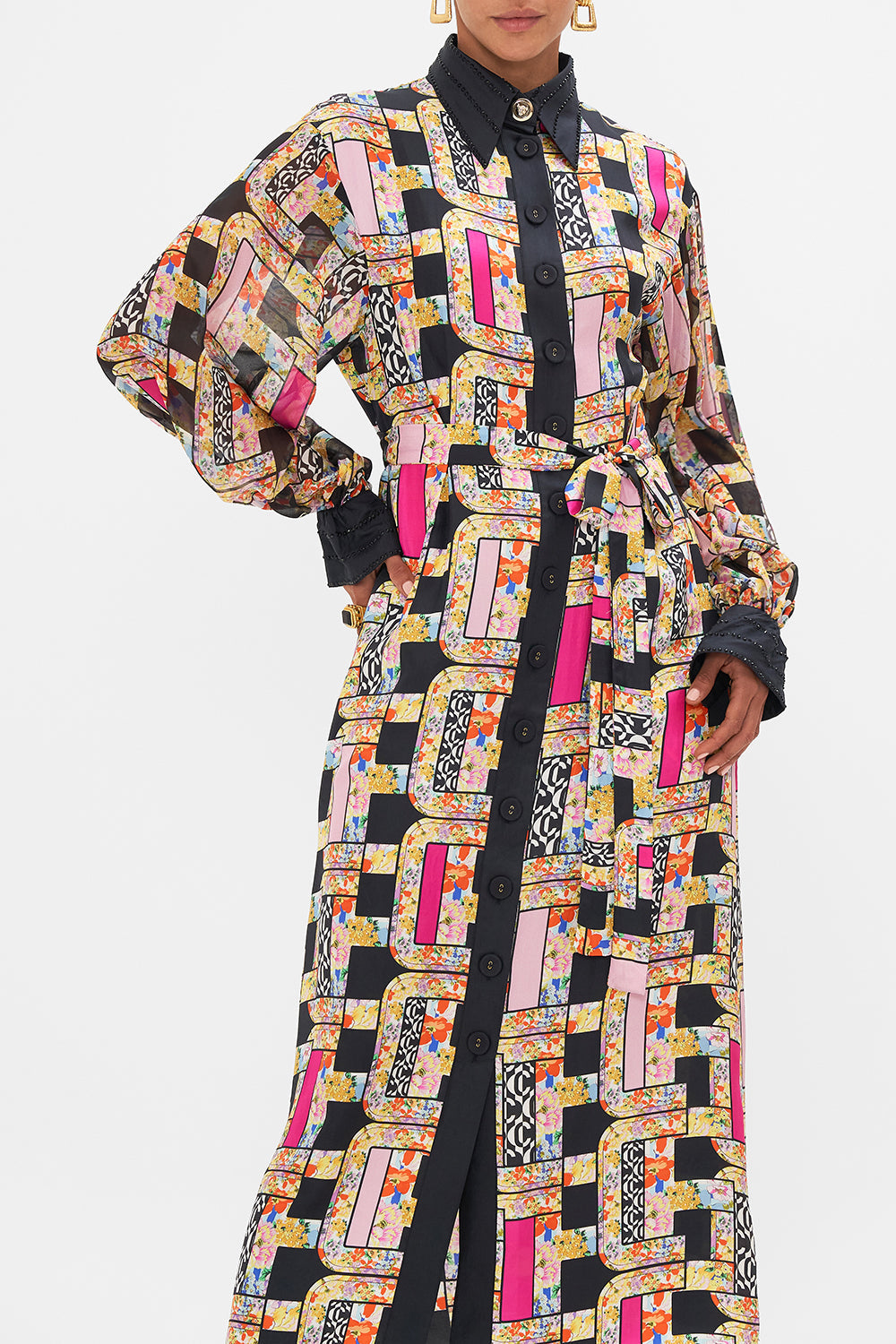 BUTTON DOWN BLOUSON SLEEVE DRESS SIGNORA MILANO