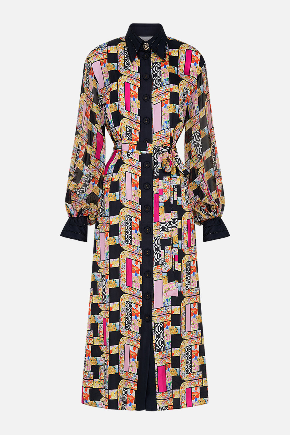 BUTTON DOWN BLOUSON SLEEVE DRESS SIGNORA MILANO