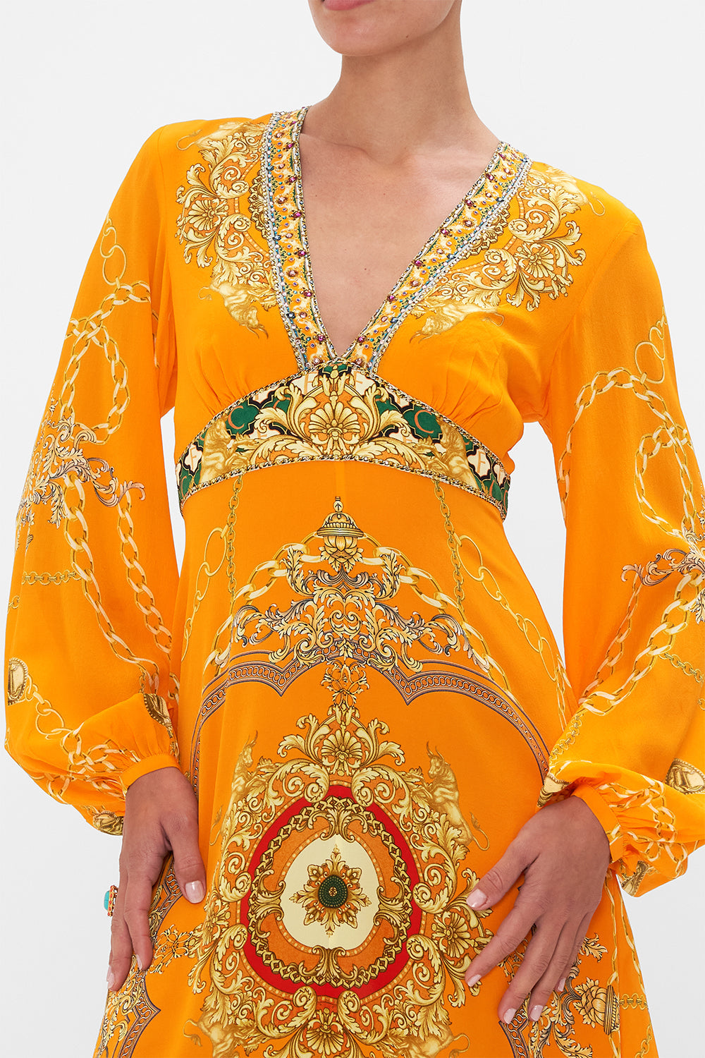 PRINTED LANTERN SLEEVE DRESS DANCING WITH THE BULLS