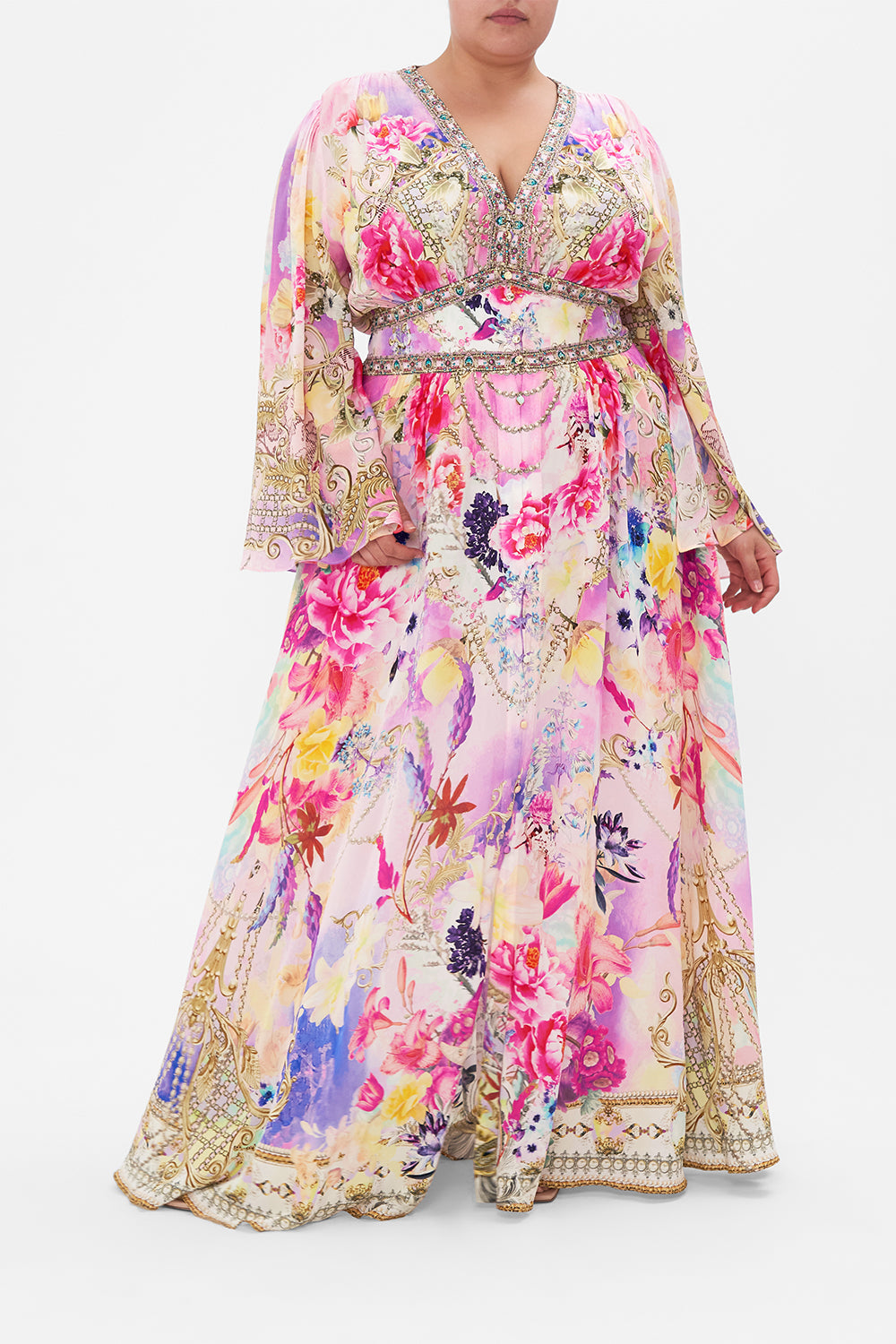 KIMONO SLEEVE DRESS WITH SHIRRING DETAIL SONIC SYMPHONIES