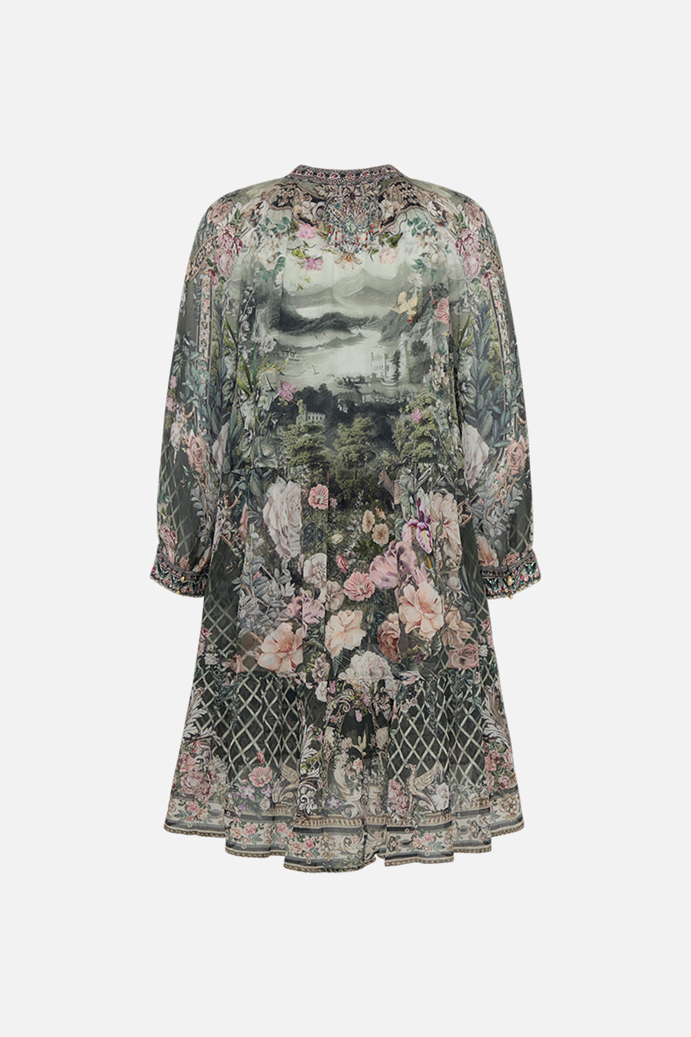 SHORT GATHERED PANEL DRESS GARDEN OF GOOD FORTUNE
