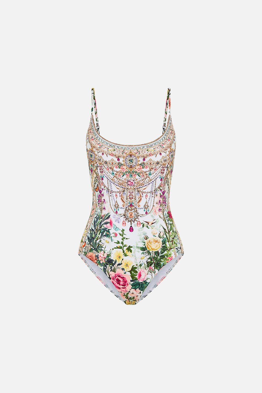Product view of CAMILLA designer one piece swimsuit in Renaissance Romance print
