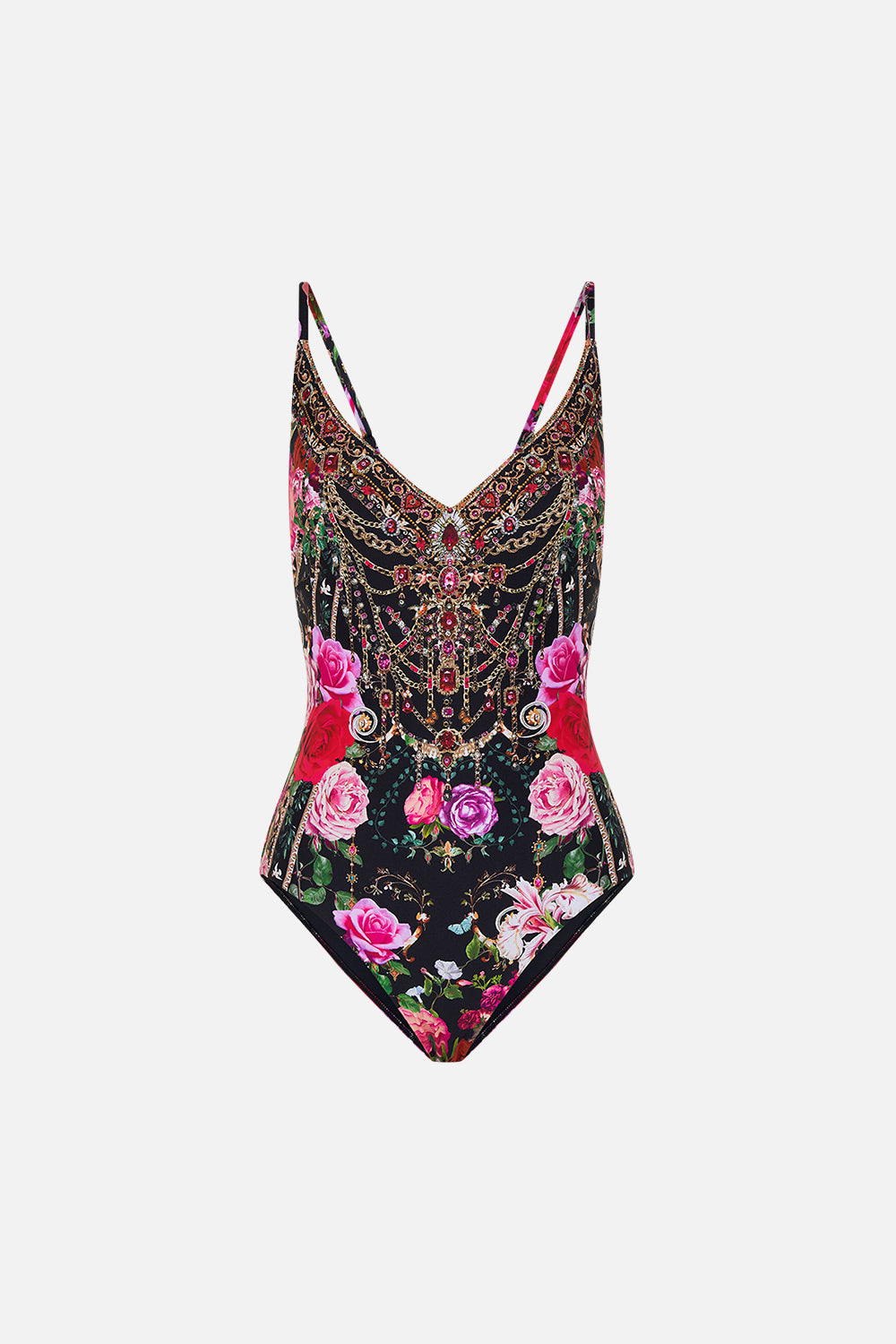 Product view of CAMILLA underwire one piece swimsuit in Reservation For Love print