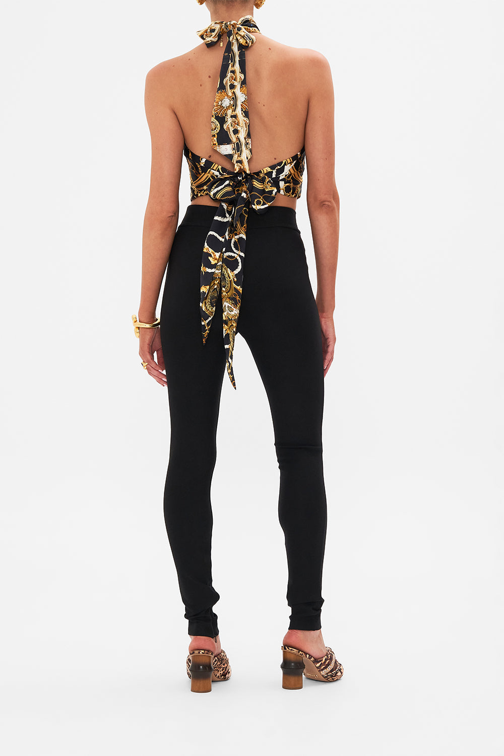 Product view of CAMILLA silk halter top in Coast To Coast print