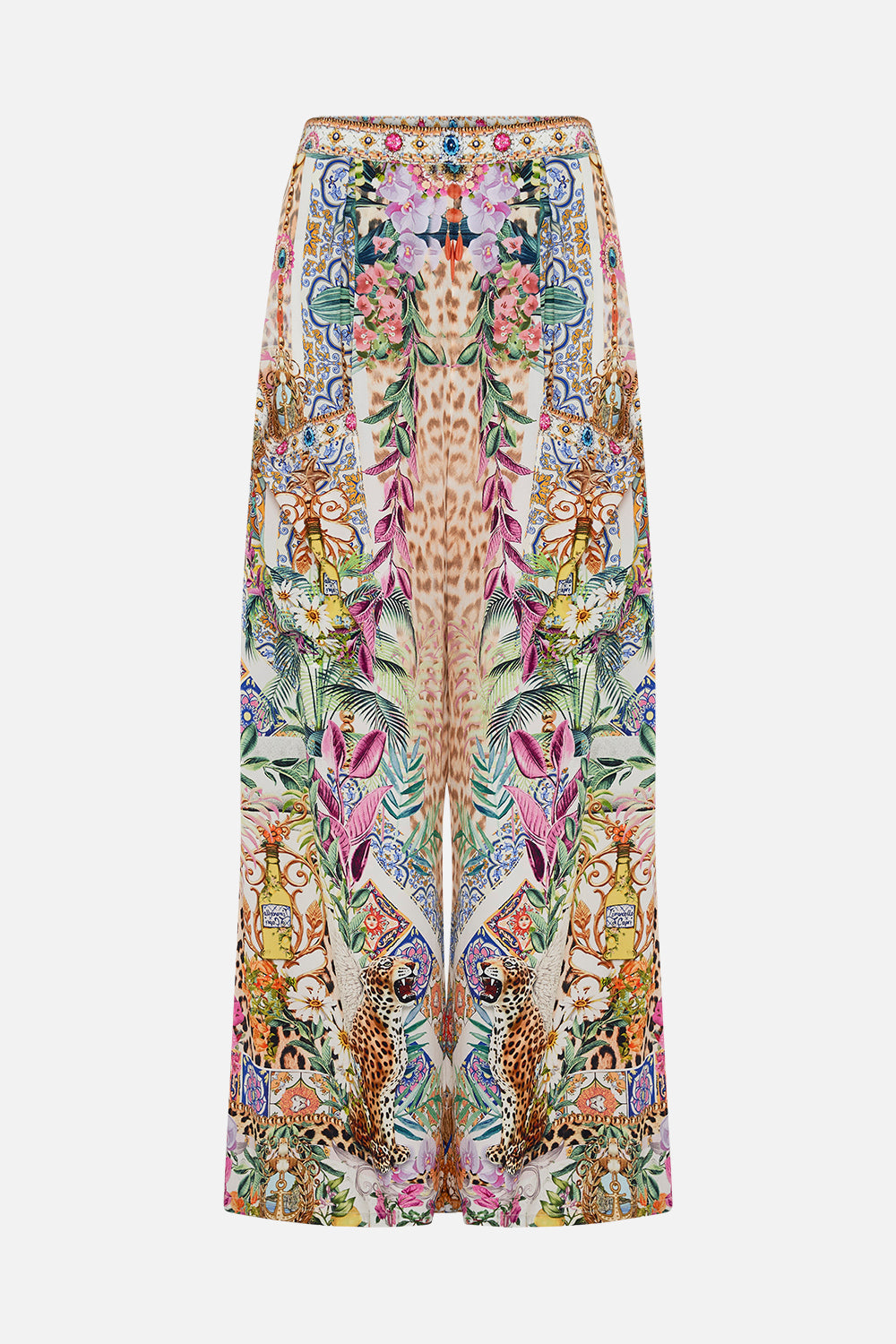 Product view of CAMILLA floral silk pants in Flowers Of Neptune print