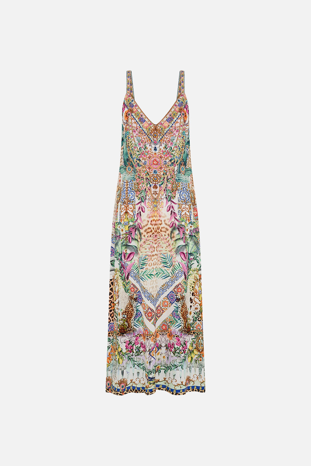 Product view of CAMILLA floral silk slip dress in Flowers Of Neptune print
